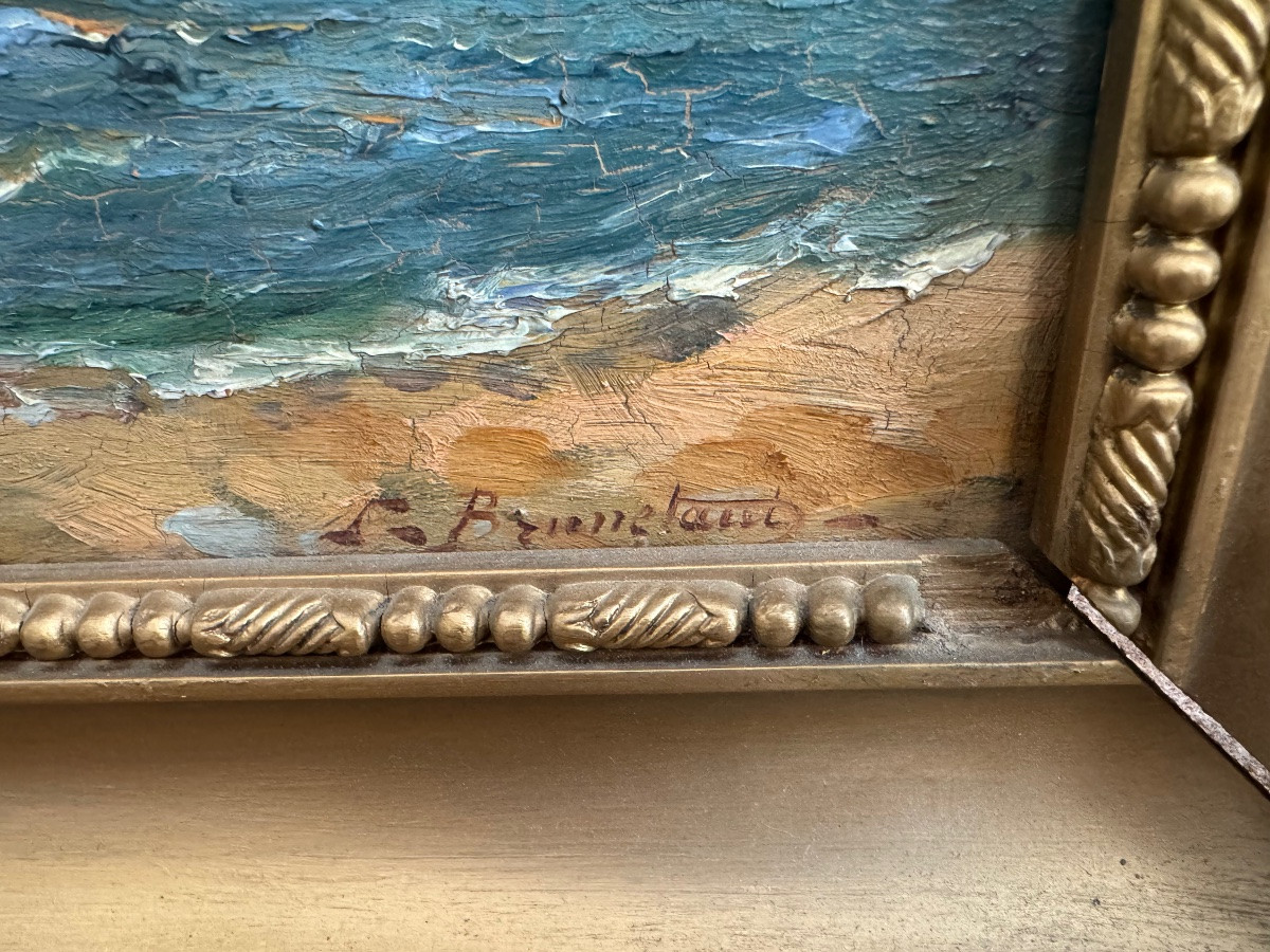 Oil On Panel J Bruneteaut. The Cornice -photo-4