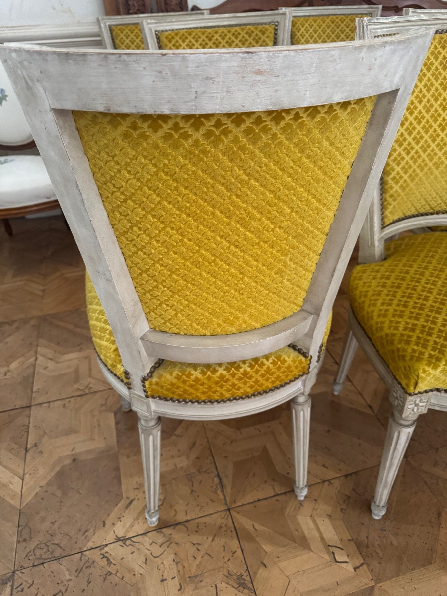 6 Louis XVI Style Lacquered Chairs -photo-2