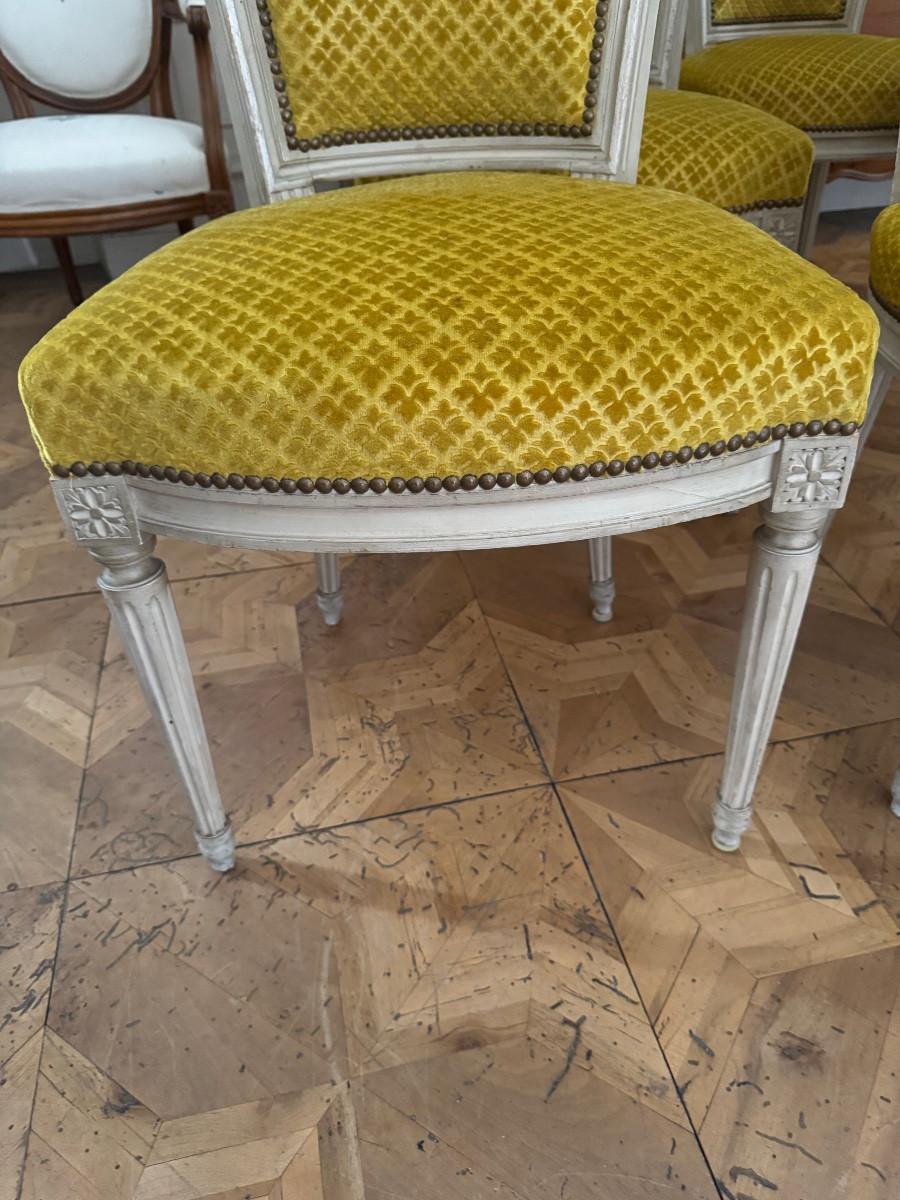 6 Louis XVI Style Lacquered Chairs -photo-3