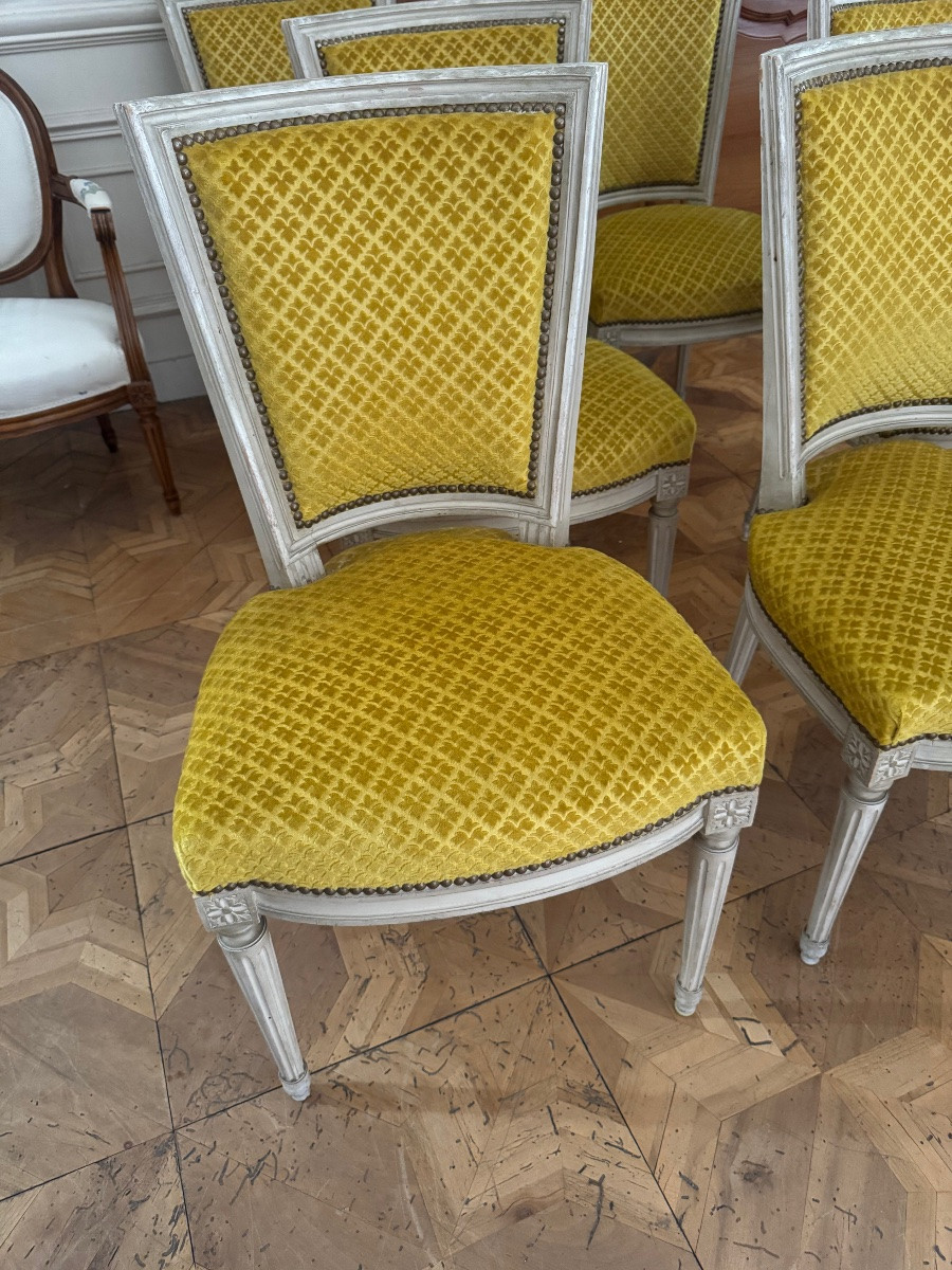 6 Louis XVI Style Lacquered Chairs -photo-2