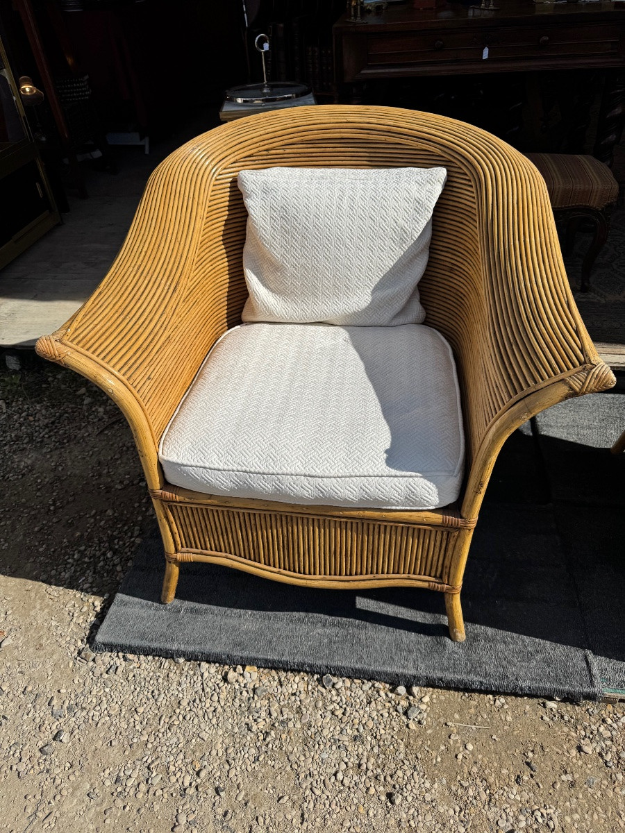 Pair Of Large Rattan Armchairs -photo-2