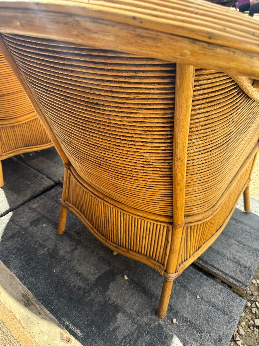 Pair Of Large Rattan Armchairs -photo-4