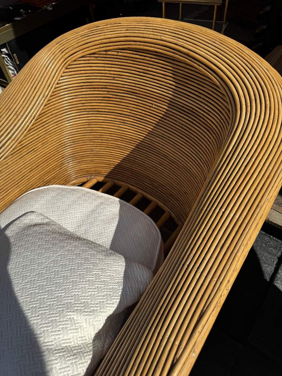Pair Of Large Rattan Armchairs -photo-2
