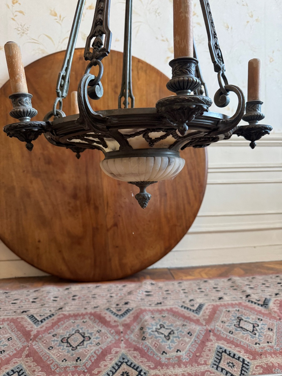 19th-century Alabaster Chandelier-photo-3