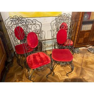 Suite Of 4 Wrought Iron Chairs