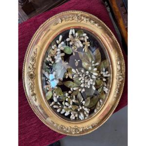 Medaillon bois doré couronne de mariée 