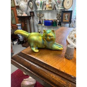 Ceramic Cat Vilmos Zsolnay