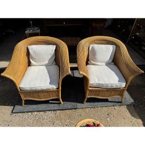 Pair Of Large Rattan Armchairs 