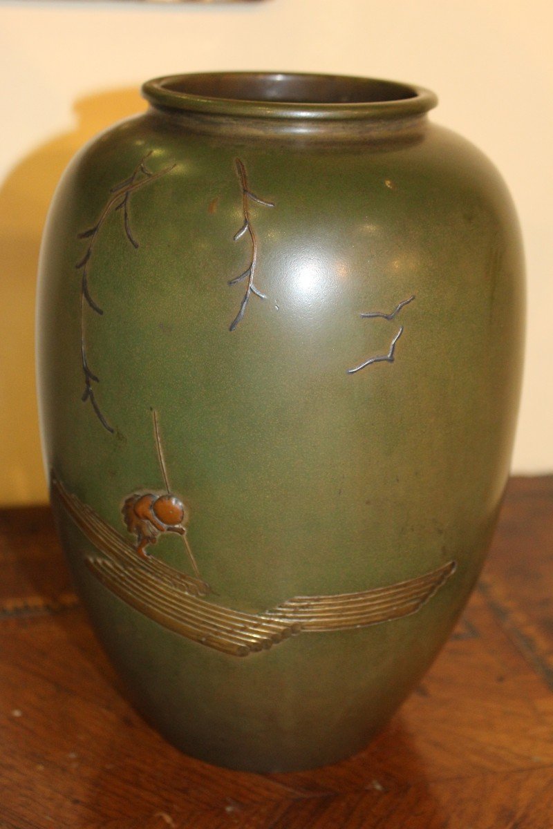 Vase En Bronze Japonais, Meiji Period, Fine XIX Siecle, Signè-photo-2