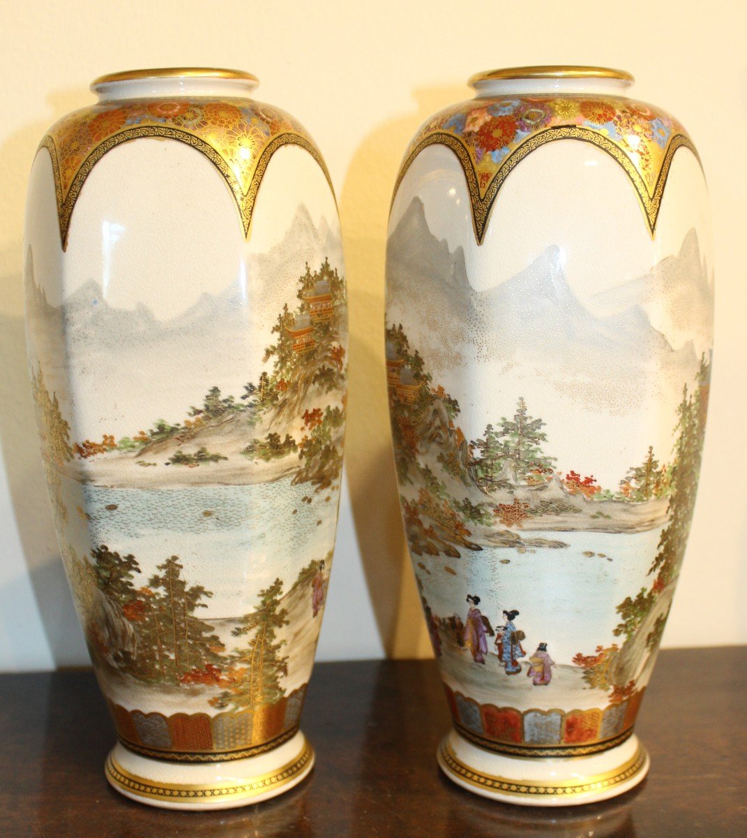 Pair Of Satsuma Porcelain Vases,meiji Period, Japan Late 19th Century.-photo-4