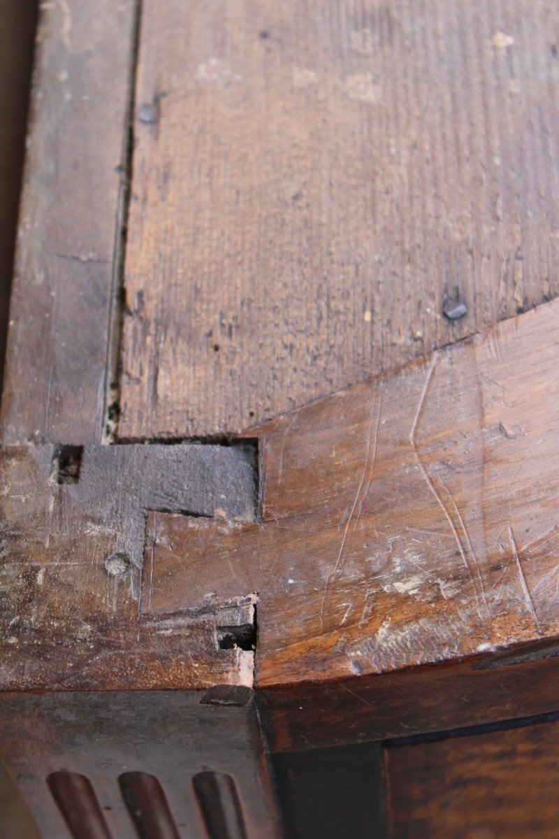 Sideboard Half-moon  From The Louis 16 Period In Solid Walnut.-photo-4