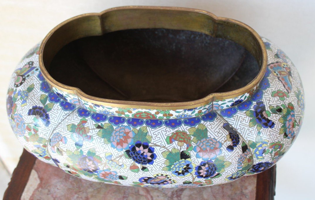Chinese Planter In Cloisonné, Qing Dinastie Guangxu Period-photo-2