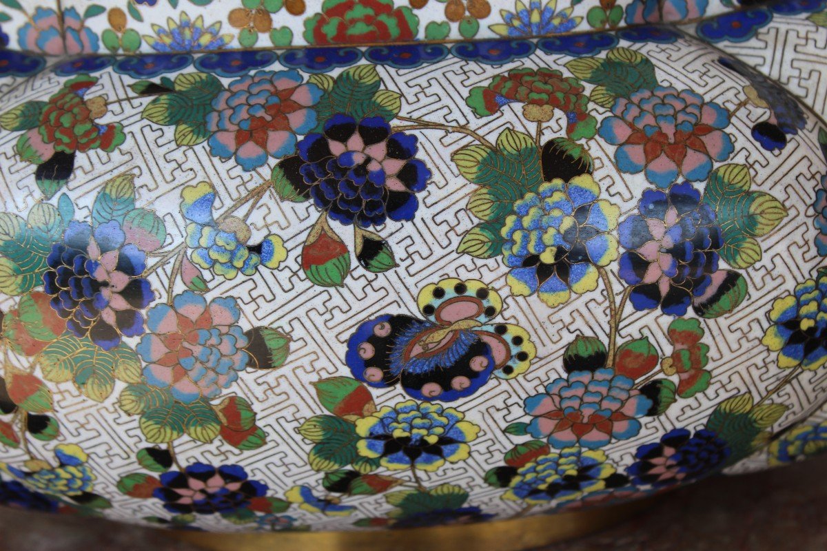 Chinese Planter In Cloisonné, Qing Dinastie Guangxu Period-photo-3