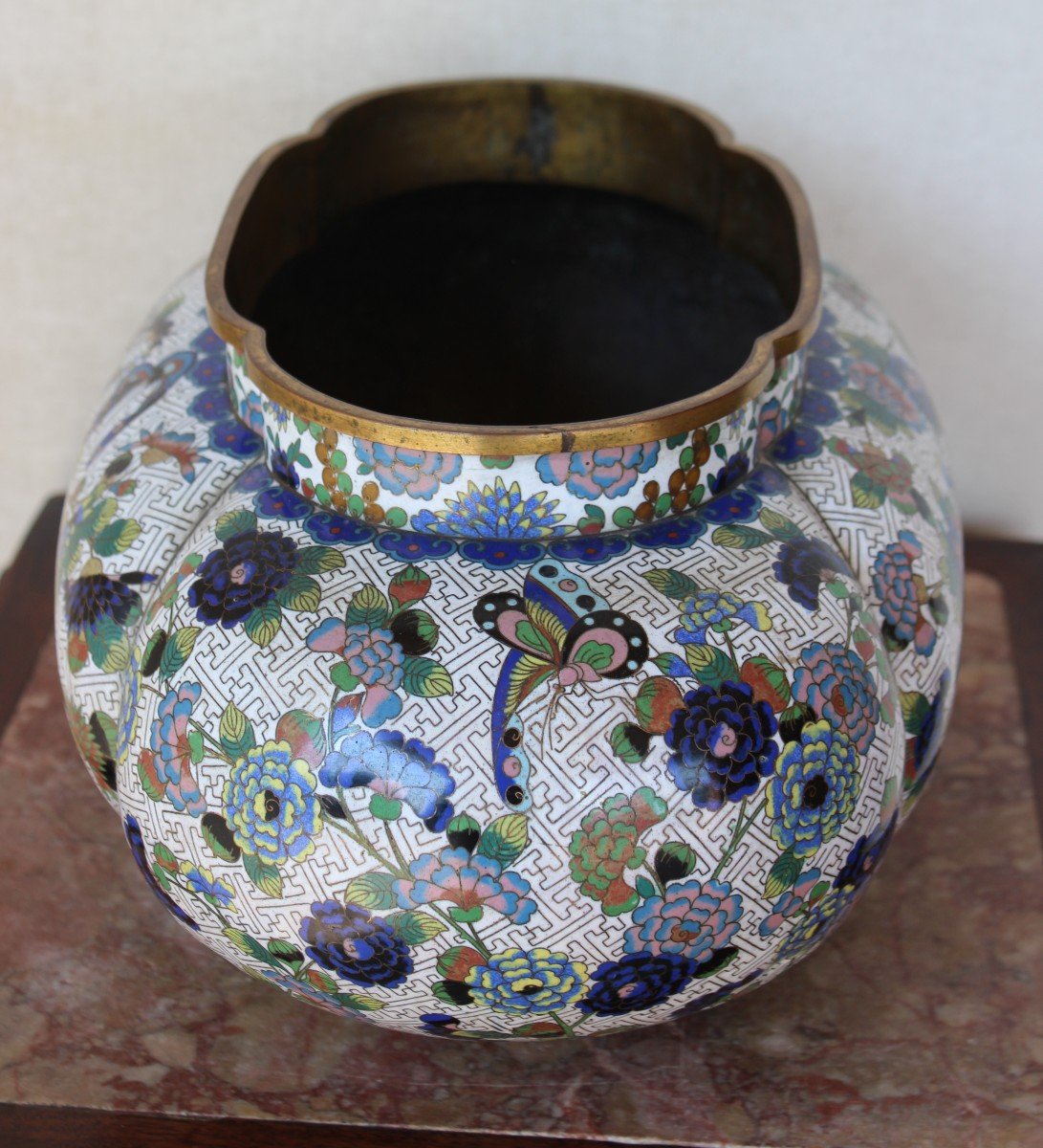 Chinese Planter In Cloisonné, Qing Dinastie Guangxu Period-photo-1