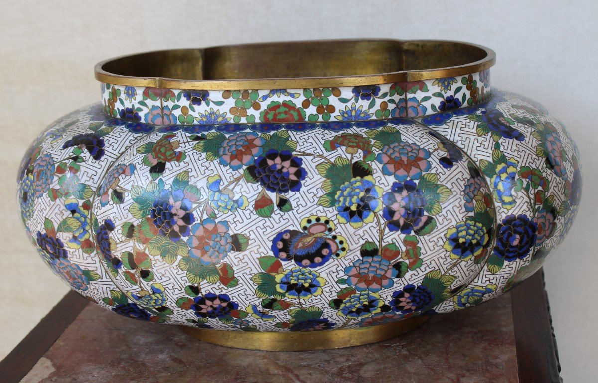 Chinese Planter In Cloisonné, Qing Dinastie Guangxu Period