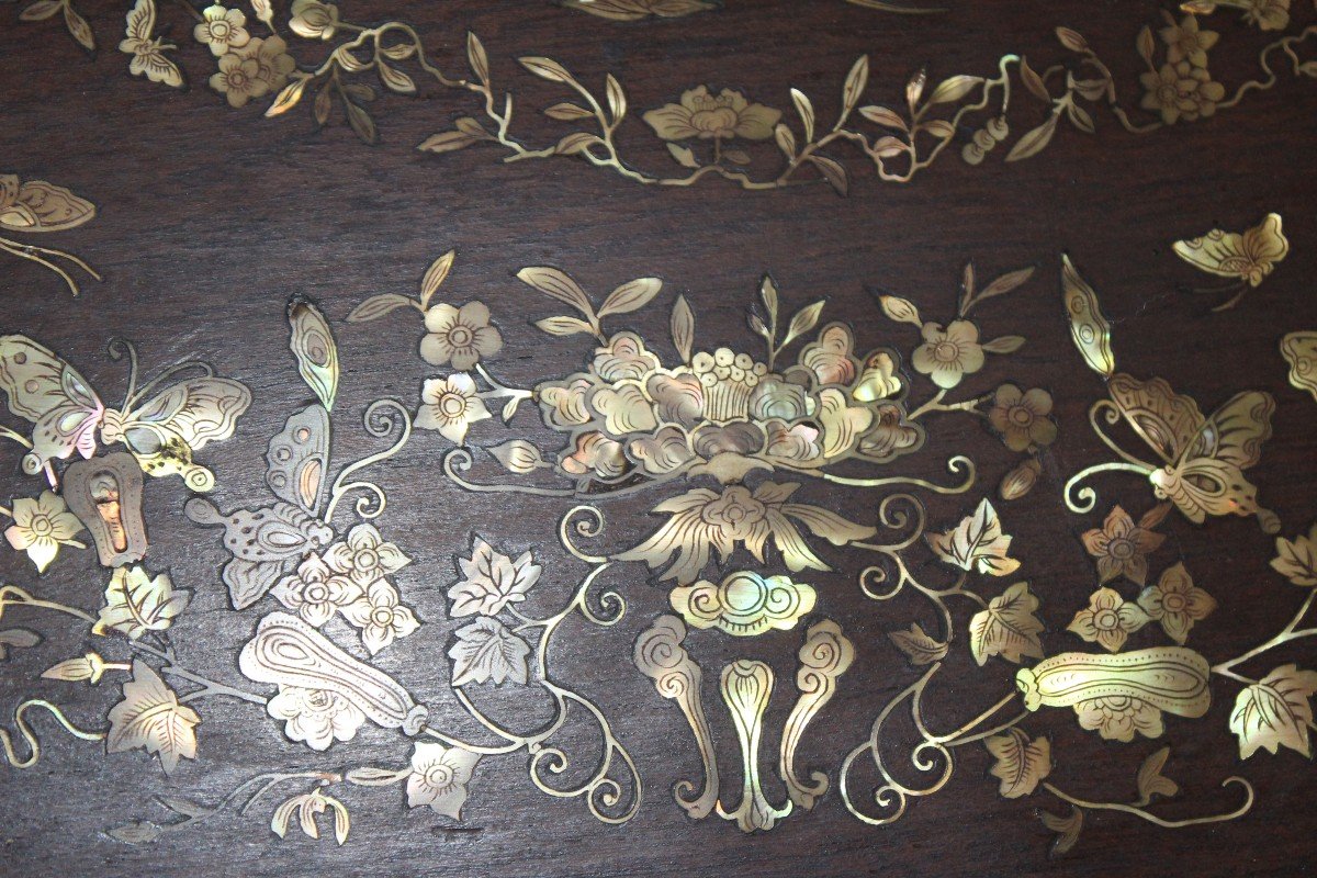 Paire Des Plateaux En Marqueterie Nacre, Vietnam XIX Siecle-photo-2