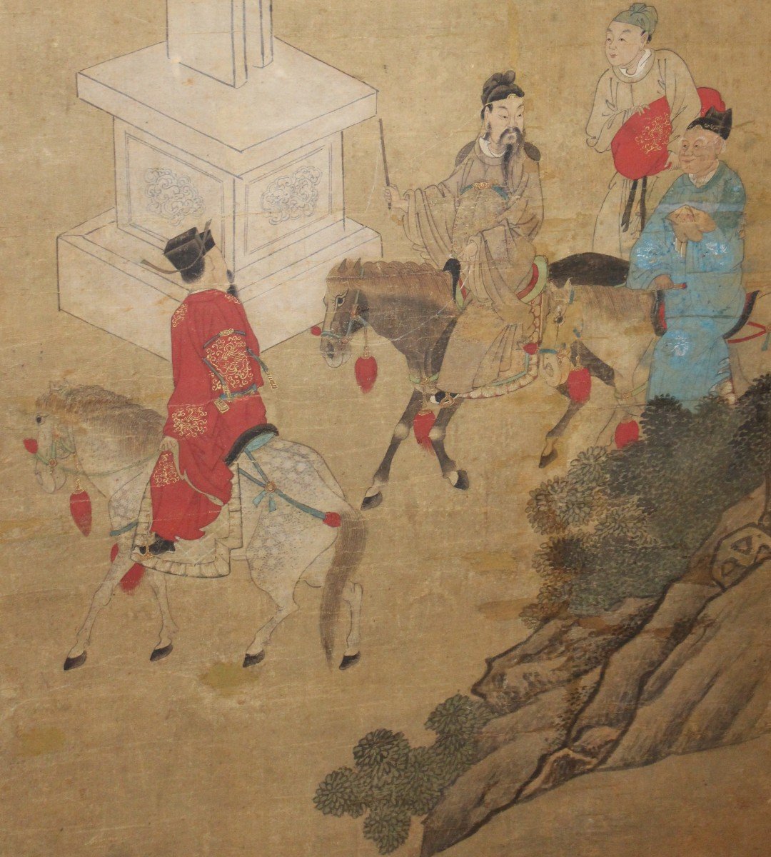 Pair Of Chinese Paintings On Silk, Qing Dinasty 19th Century.-photo-4