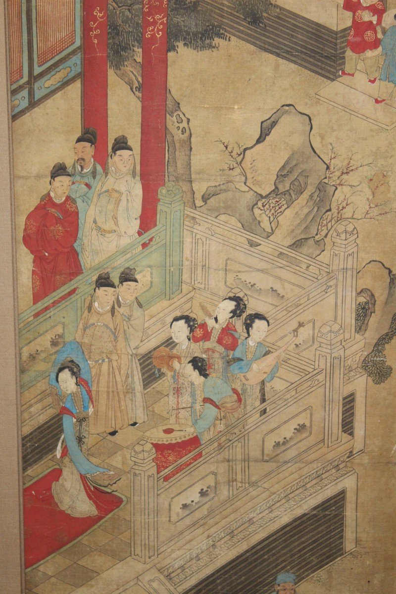 Pair Of Chinese Paintings On Silk, Qing Dinasty 19th Century.-photo-7
