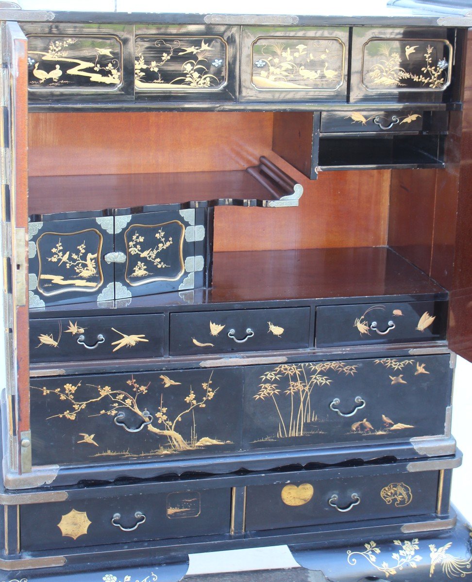 Grand Cabinet Japonaise Dit "kodansu", Epoque Meiji, Fine Du XIX Siecle.-photo-1