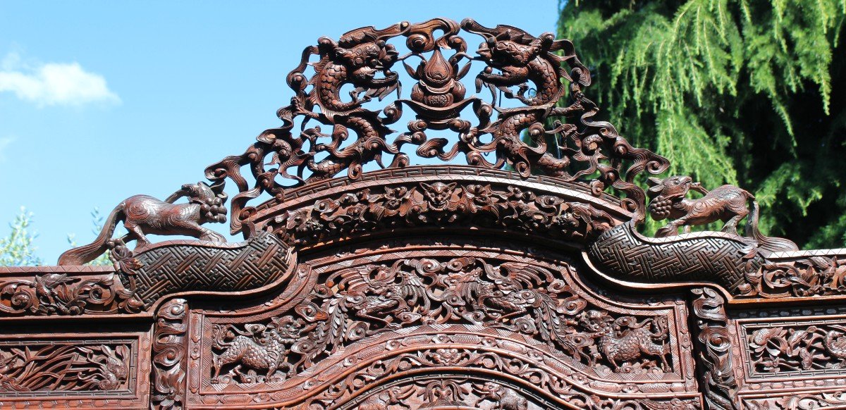  Armoire En Bois Sculptè Vietnamien,  Vietnam XIX Siecle.-photo-2