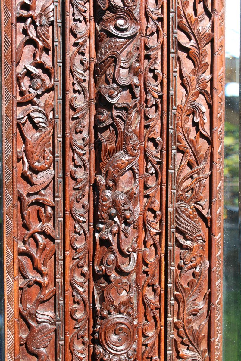  Armoire En Bois Sculptè Vietnamien,  Vietnam XIX Siecle.-photo-8