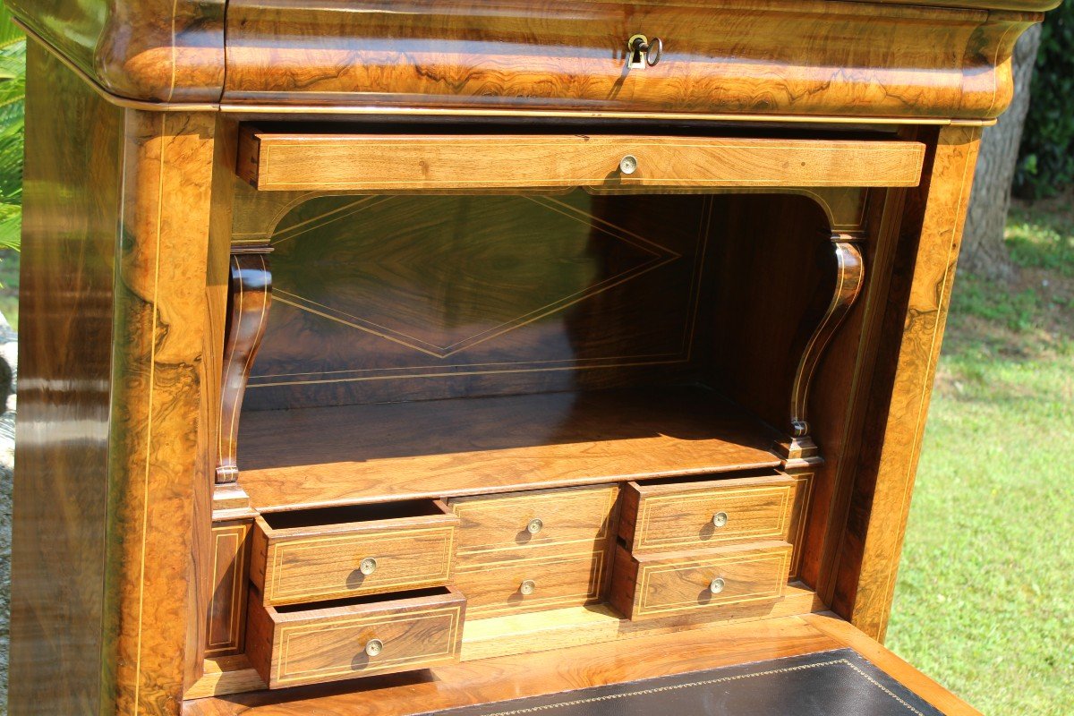 Secretaire Marquetè d'Epoque Charles X, Premiere Moitiè Du XIX Siecle.-photo-4