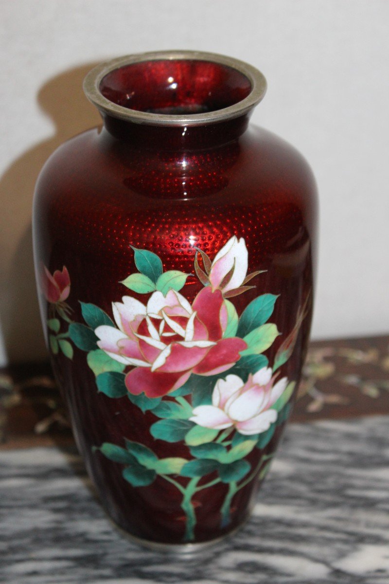 Small Japanese Gimbari Cloisonne Vase, Showa Period.