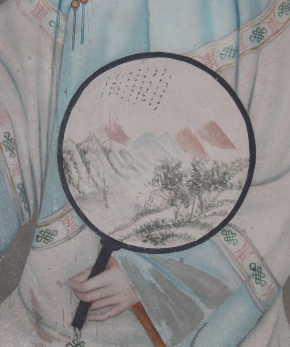 Paire  De Portraits Chinois, Ecole Lam Qua, XIX Siecle-photo-4