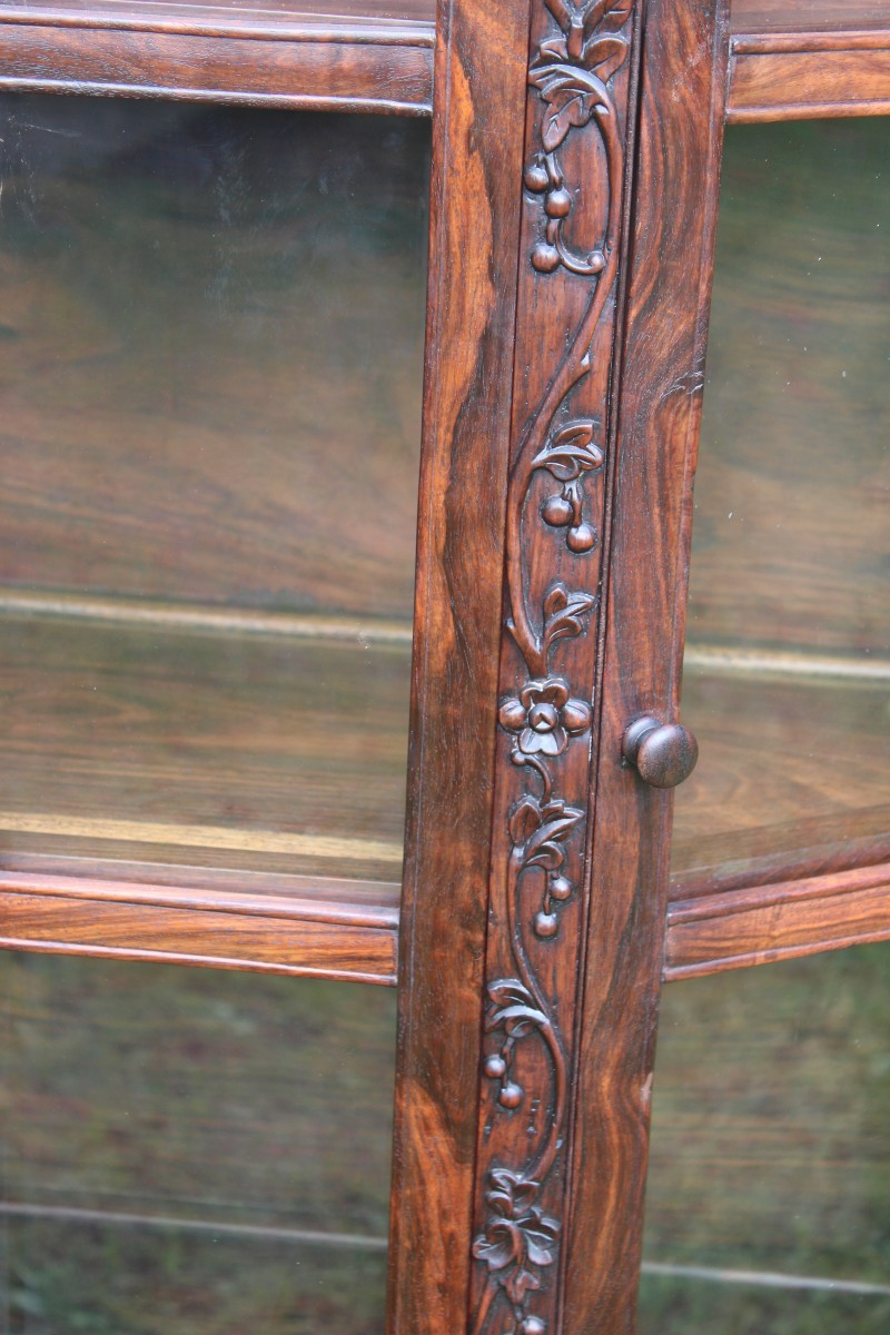 Vitrine Chinois En Bois De Fer Sculptée "au Dragons", XIX Siecle.-photo-8