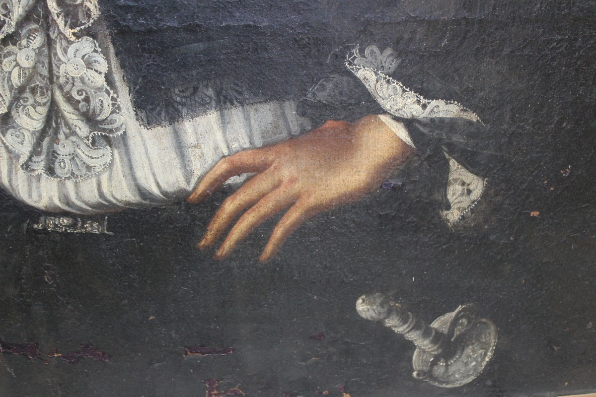 Painting "the Gentleman With A Sword", Italy 17th Century.-photo-3