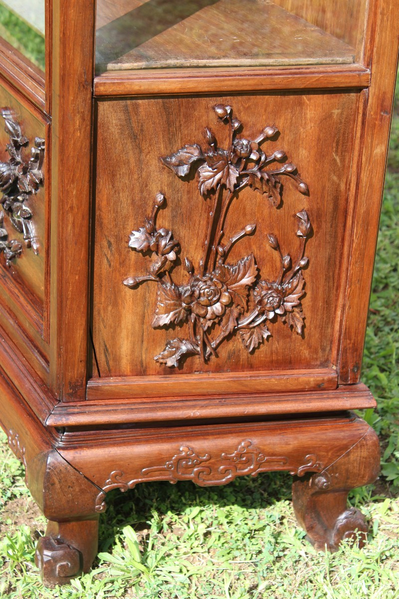 Asian Carved Wooden Display Case, Late 19th Century.-photo-3