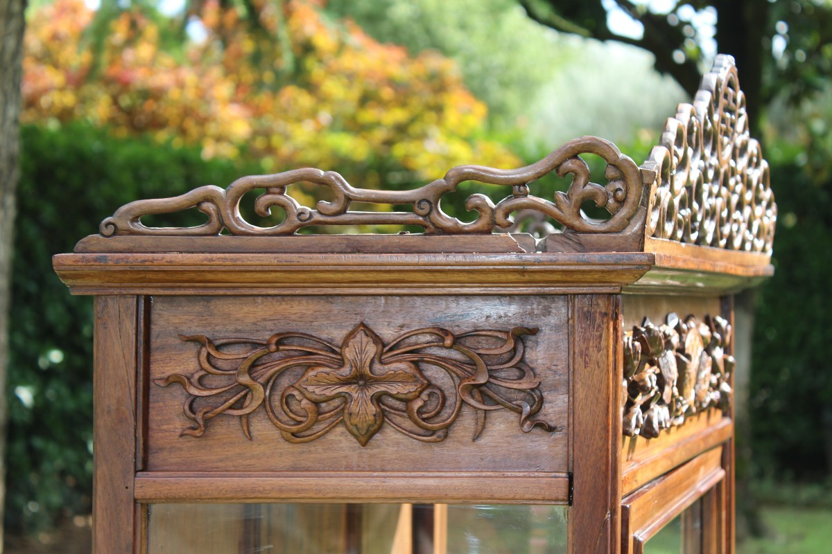 Asian Carved Wooden Display Case, Late 19th Century.-photo-4