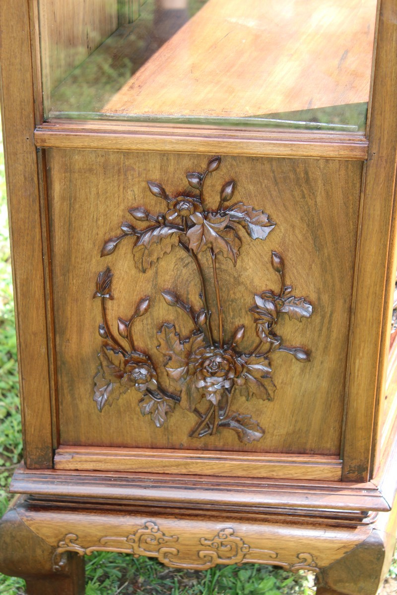 Asian Carved Wooden Display Case, Late 19th Century.-photo-2