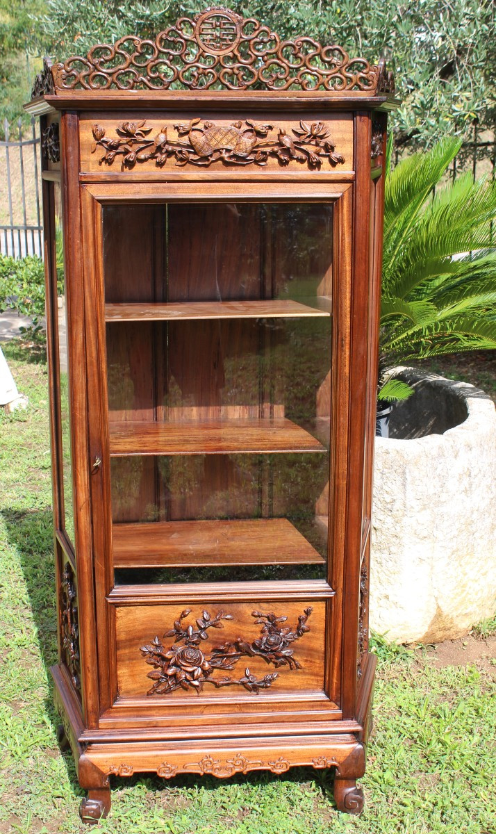 Asian Carved Wooden Display Case, Late 19th Century.-photo-3
