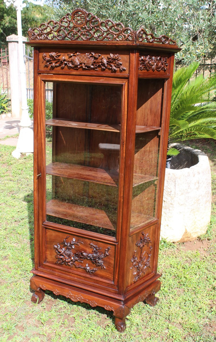 Asian Carved Wooden Display Case, Late 19th Century.-photo-4