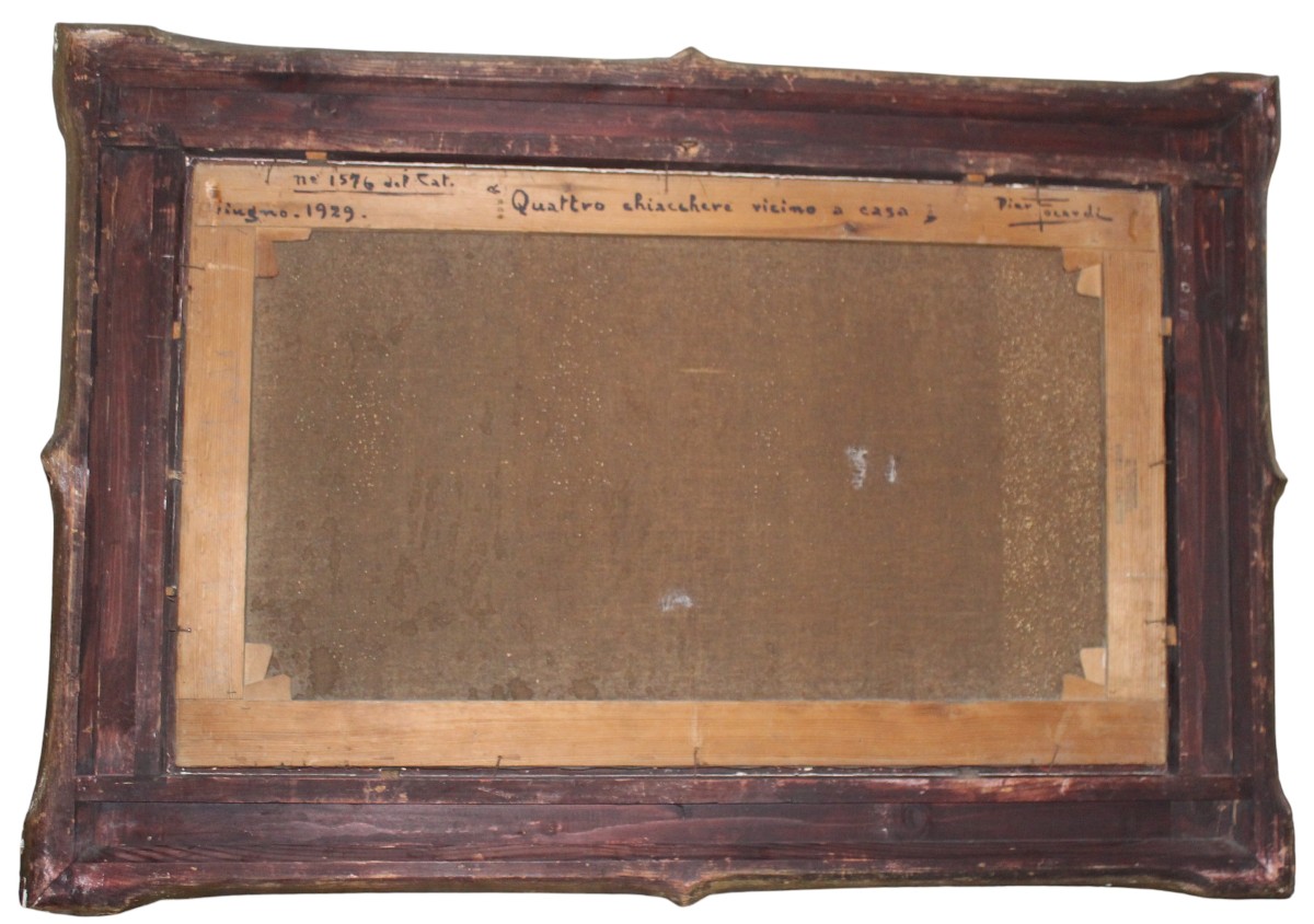 PIER FOCARDI  "QUATTRO CHIACCHERE VICINO CASA" GRAND HUILE SUR TOILE, DATè 1929.-photo-1