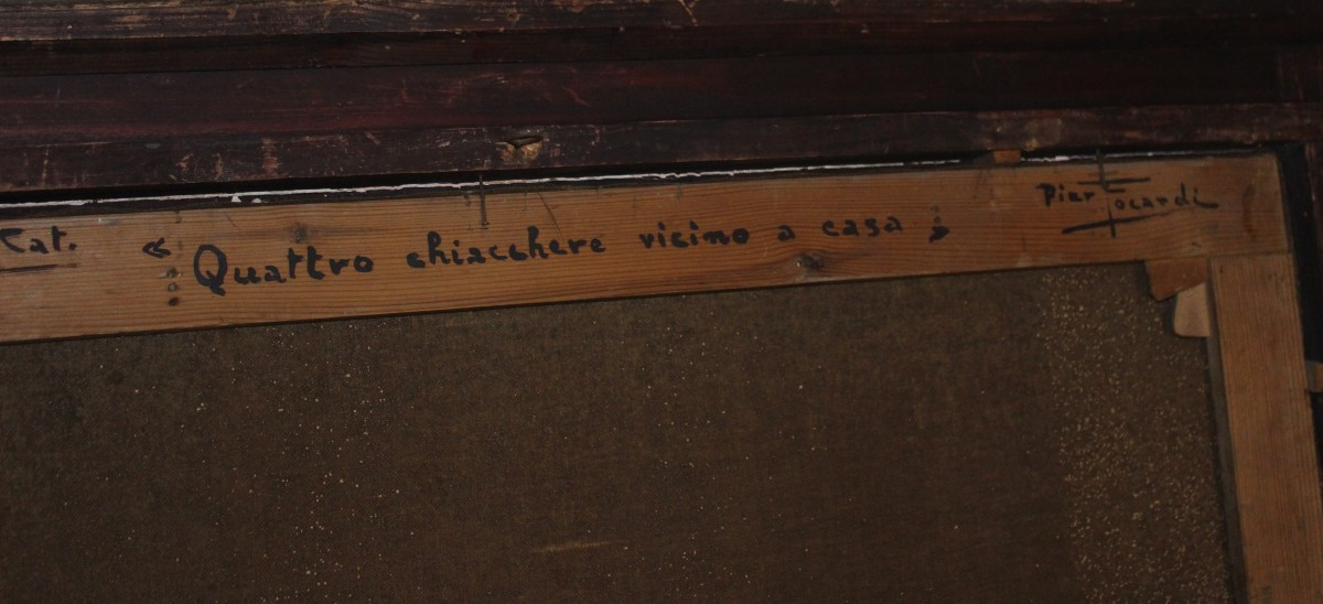 PIER FOCARDI  "QUATTRO CHIACCHERE VICINO CASA" GRAND HUILE SUR TOILE, DATè 1929.-photo-2
