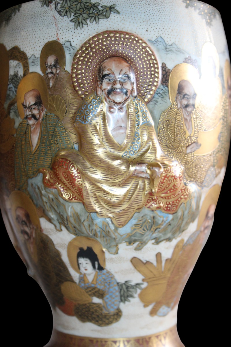 PAIRE DES VASES SATSUMA, SIGNè HODODA, MEIJI PERIOD, FINE XIX SIECLE.-photo-2