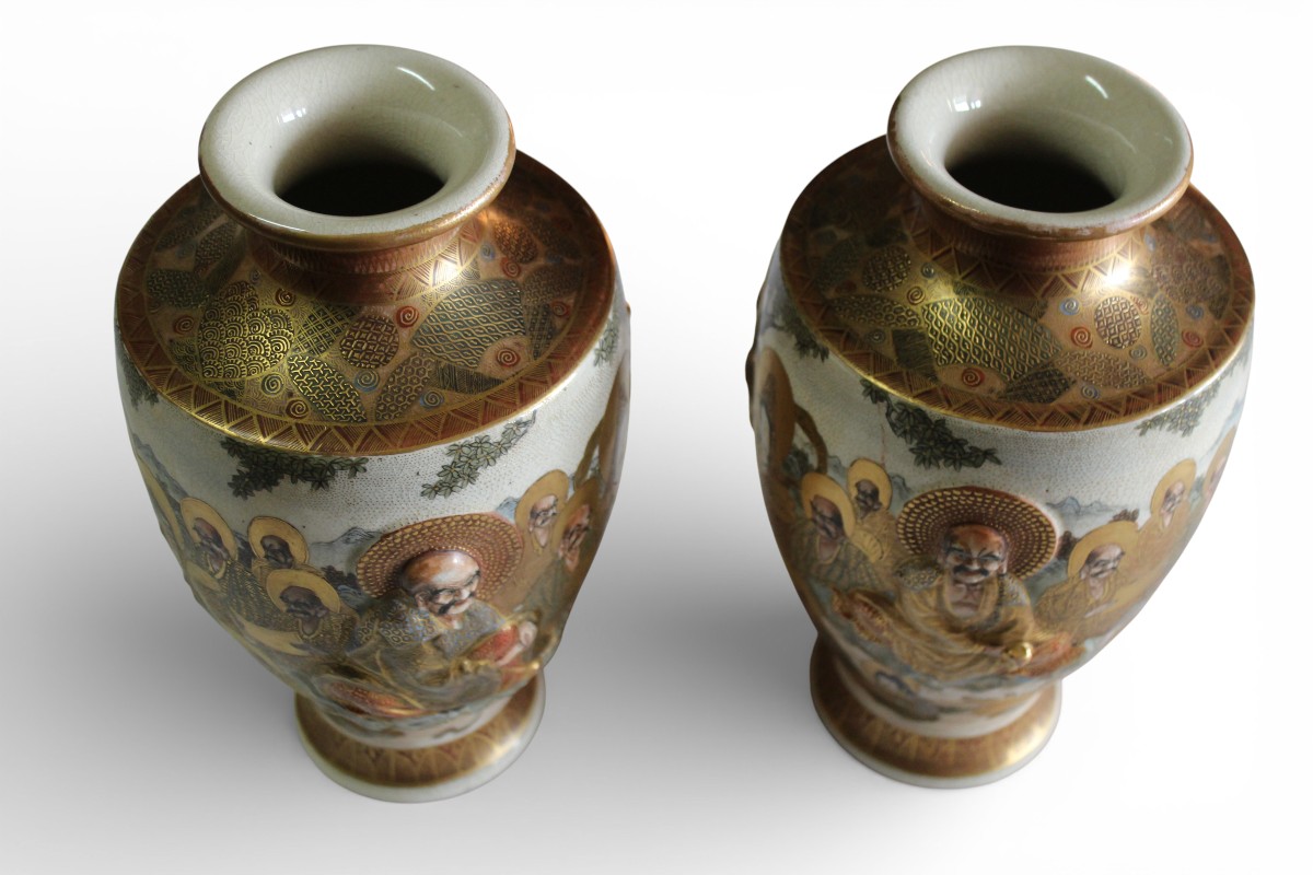 PAIRE DES VASES SATSUMA, SIGNè HODODA, MEIJI PERIOD, FINE XIX SIECLE.-photo-3