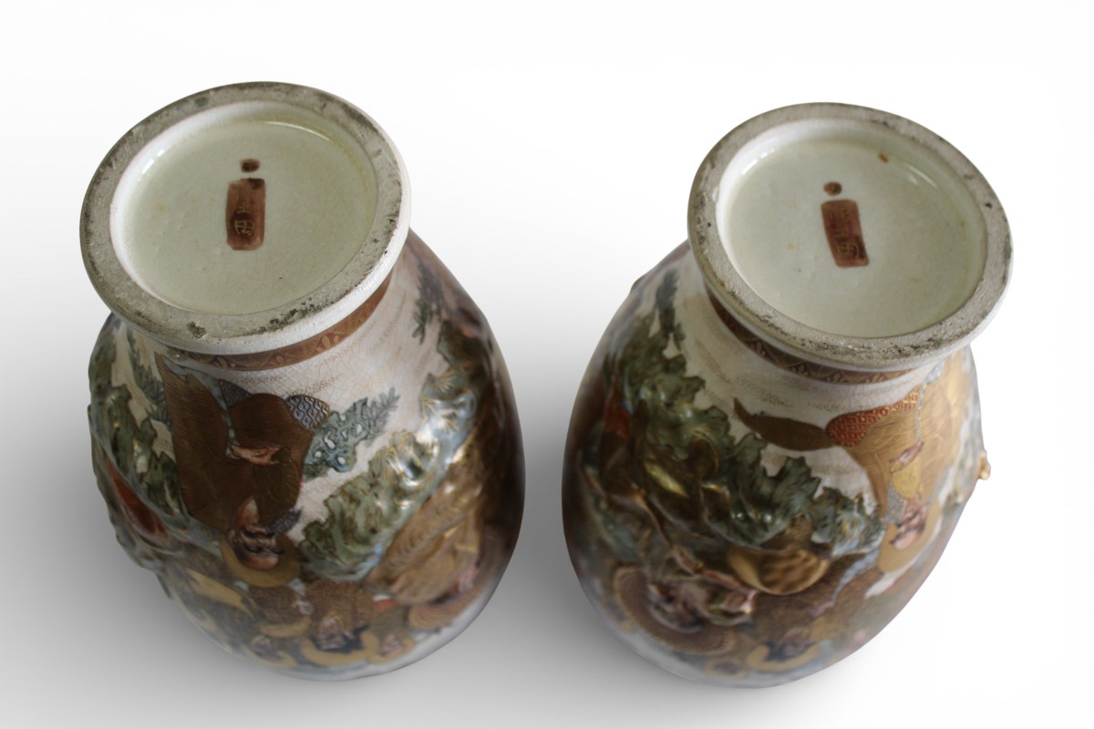 PAIRE DES VASES SATSUMA, SIGNè HODODA, MEIJI PERIOD, FINE XIX SIECLE.-photo-4