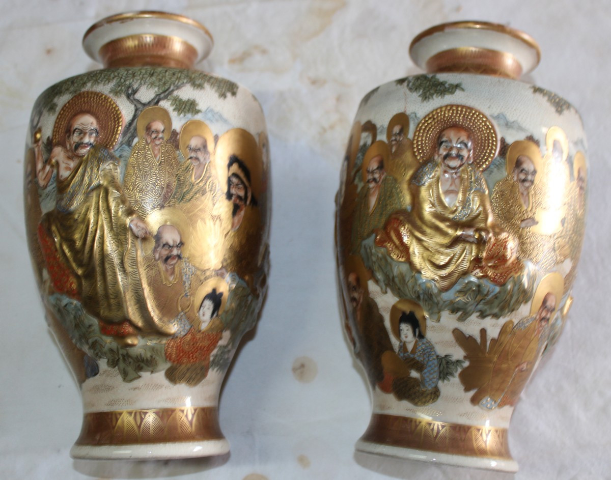 PAIRE DES VASES SATSUMA, SIGNè HODODA, MEIJI PERIOD, FINE XIX SIECLE.-photo-4