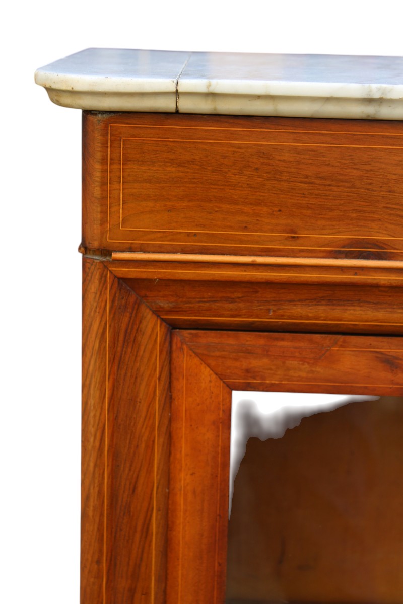 VITRINE/BIBLIOTHEQUE D'EPOQUE LOUIS PHILIPPE EN NOYER FILETè, MOITIè DU XIX SIECLE.-photo-1