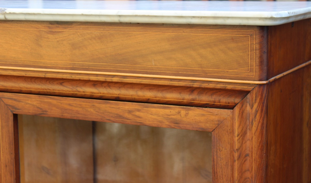 VITRINE/BIBLIOTHEQUE D'EPOQUE LOUIS PHILIPPE EN NOYER FILETè, MOITIè DU XIX SIECLE.-photo-5