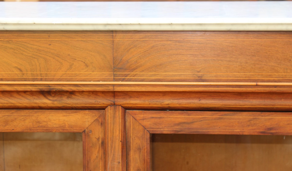 VITRINE/BIBLIOTHEQUE D'EPOQUE LOUIS PHILIPPE EN NOYER FILETè, MOITIè DU XIX SIECLE.-photo-6