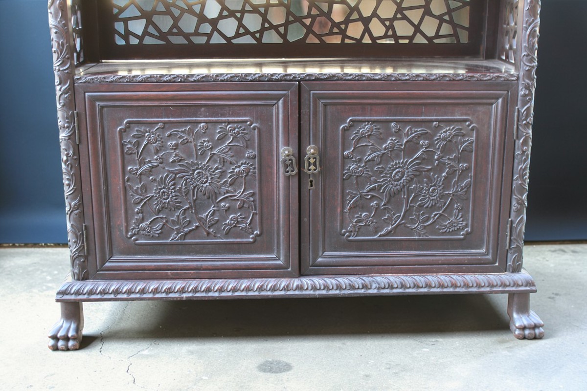 ETAGERE CHINOIS EN BOIS DE FER SCULPTè, DINASTIE QING, XIX SIECLE.-photo-2