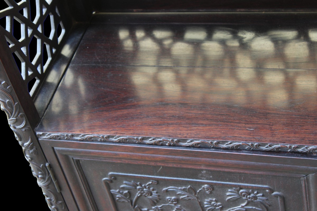 ETAGERE CHINOIS EN BOIS DE FER SCULPTè, DINASTIE QING, XIX SIECLE.-photo-4