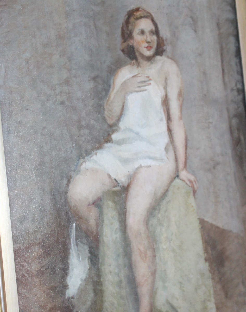 Noèl Quintavalle (1893-1975) "portrait Of A Young Woman Posing" Dated 1940.-photo-1