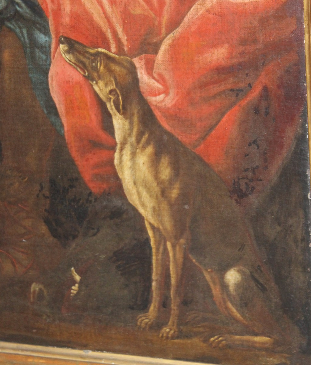 "ATLANTA EN PLEURÉE DE MELEAGRUS MORTEUX" GRAND HUILE SUR TOILE, DU LA FINE DU XVIII SIECLE.-photo-1