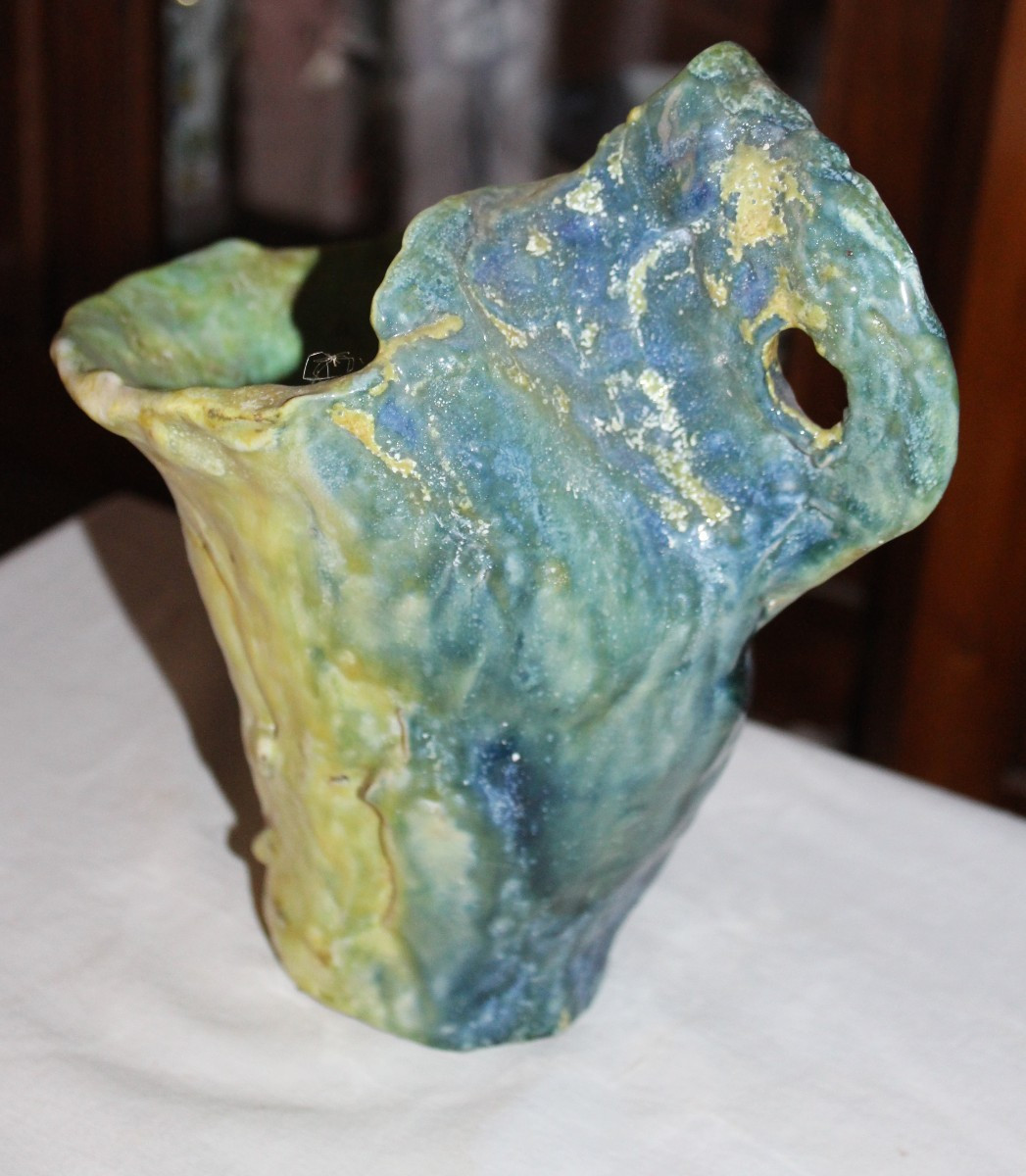 LINO BERZOINI (1893-1971) SèRIE COMPLèTE D'UN GRAND BOCAL ET SIX PETITS, ANNèES '50.-photo-4