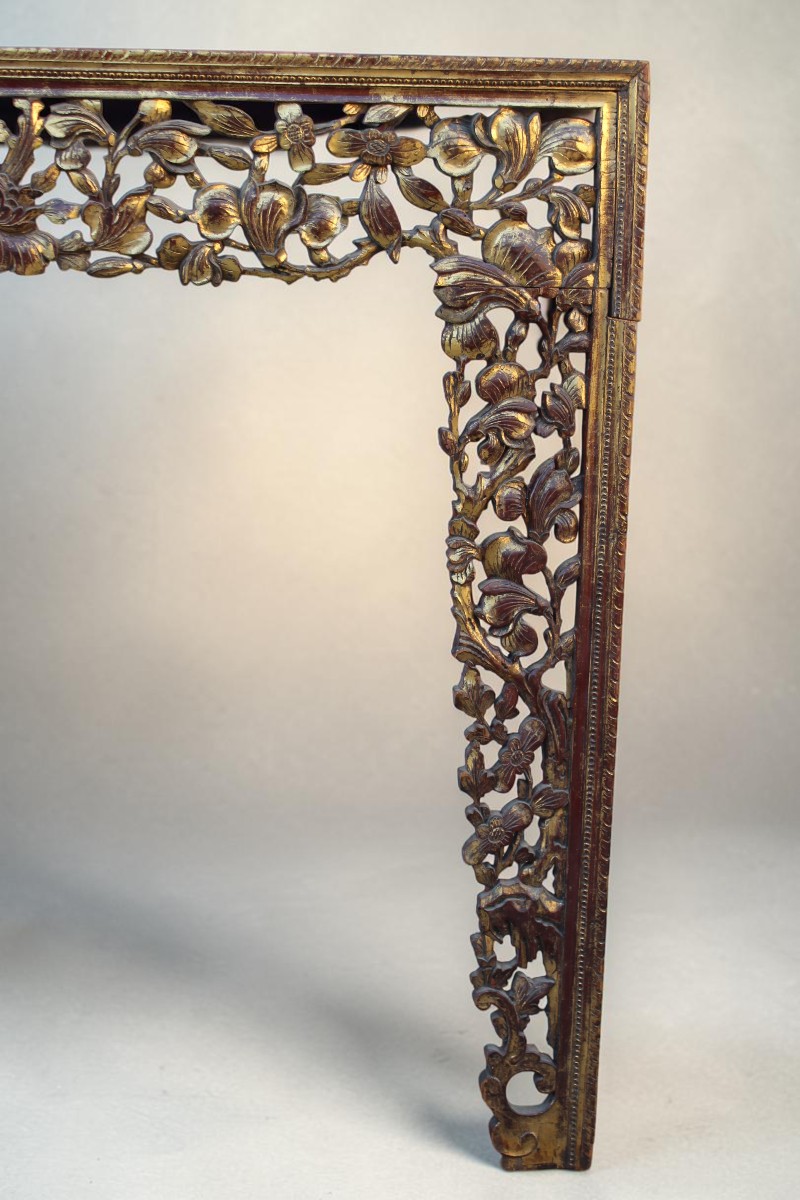 Carved And Gilded Wooden Frame, China 19th Century.-photo-3